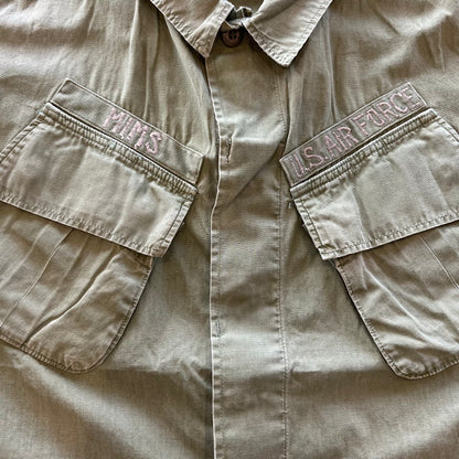 60's USAF S/Sジャングルファティーグジャケット 半袖シャツ ミリタリー (L-R)/A5907SH-SO