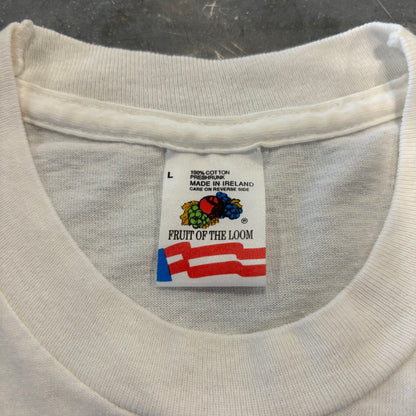 90's FRUIT OF THE LOOM フルーツオブザルーム ピーウィー・ハーマン パロディ 風刺画Tシャツ 白 (L) /B3752T-SO
