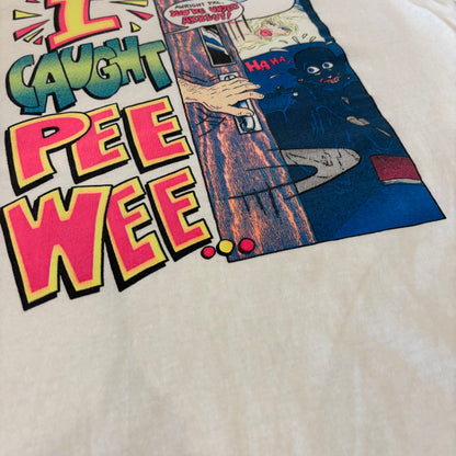 90's FRUIT OF THE LOOM フルーツオブザルーム ピーウィー・ハーマン パロディ 風刺画Tシャツ 白 (L) /B3752T-SO