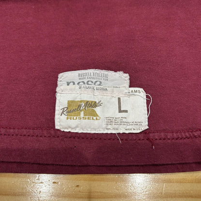 70's Russell football T-shirt "Pikes" フットボール Tシャツ えんじ (L)/A4256T-SO