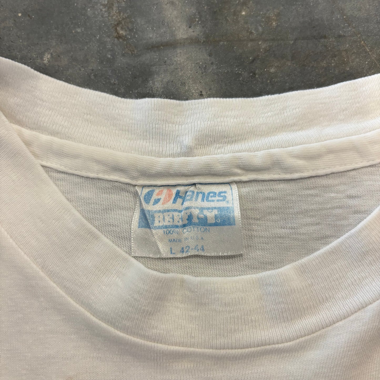 90's Hanes ヘインズ モノクロ アート フォトTシャツ 白 (L) /B3754T-SO