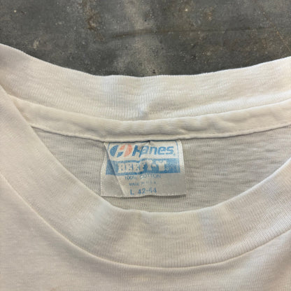 90's Hanes ヘインズ モノクロ アート フォトTシャツ 白 (L) /B3754T-SO