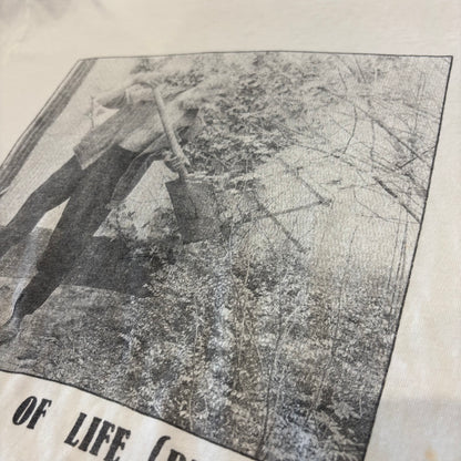 90's Hanes ヘインズ モノクロ アート フォトTシャツ 白 (L) /B3754T-SO