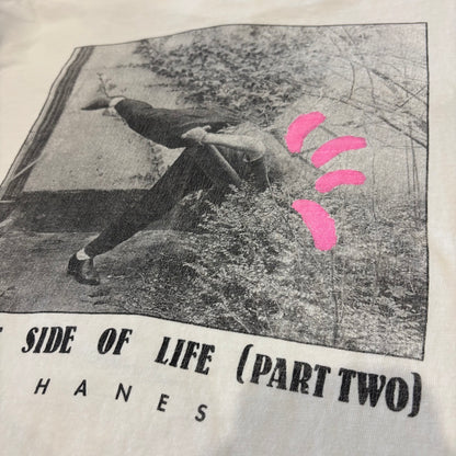 90's Hanes ヘインズ モノクロ アート フォトTシャツ 白 (L) /B3754T-SO