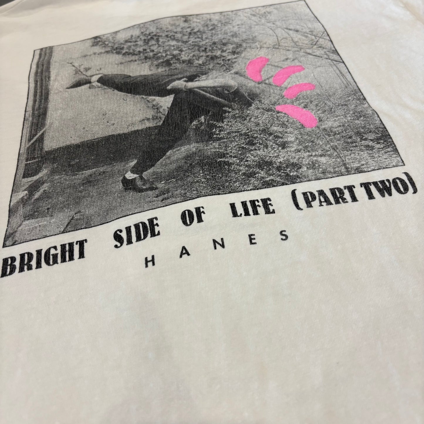 90's Hanes ヘインズ モノクロ アート フォトTシャツ 白 (L) /B3754T-SO
