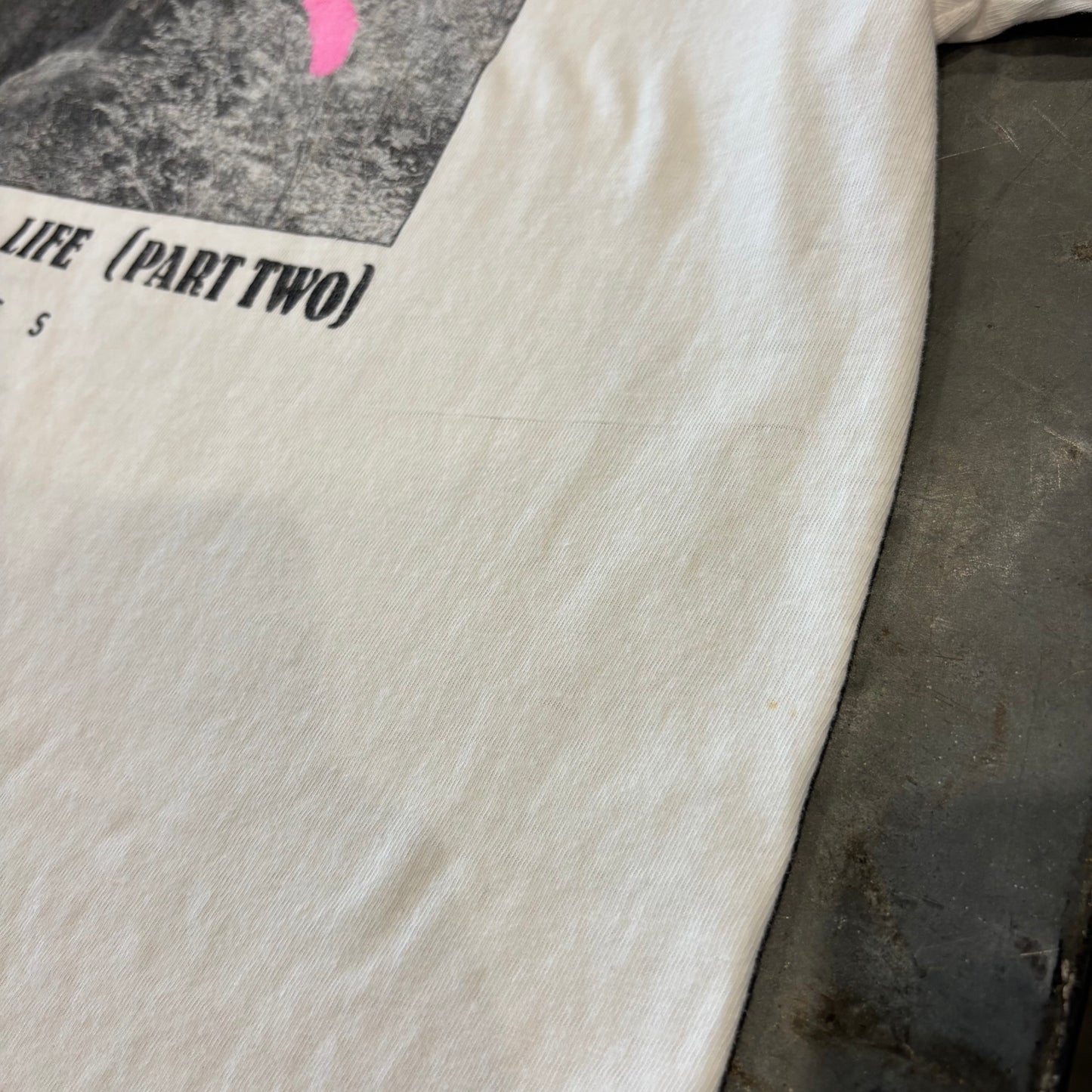 90's Hanes ヘインズ モノクロ アート フォトTシャツ 白 (L) /B3754T-SO
