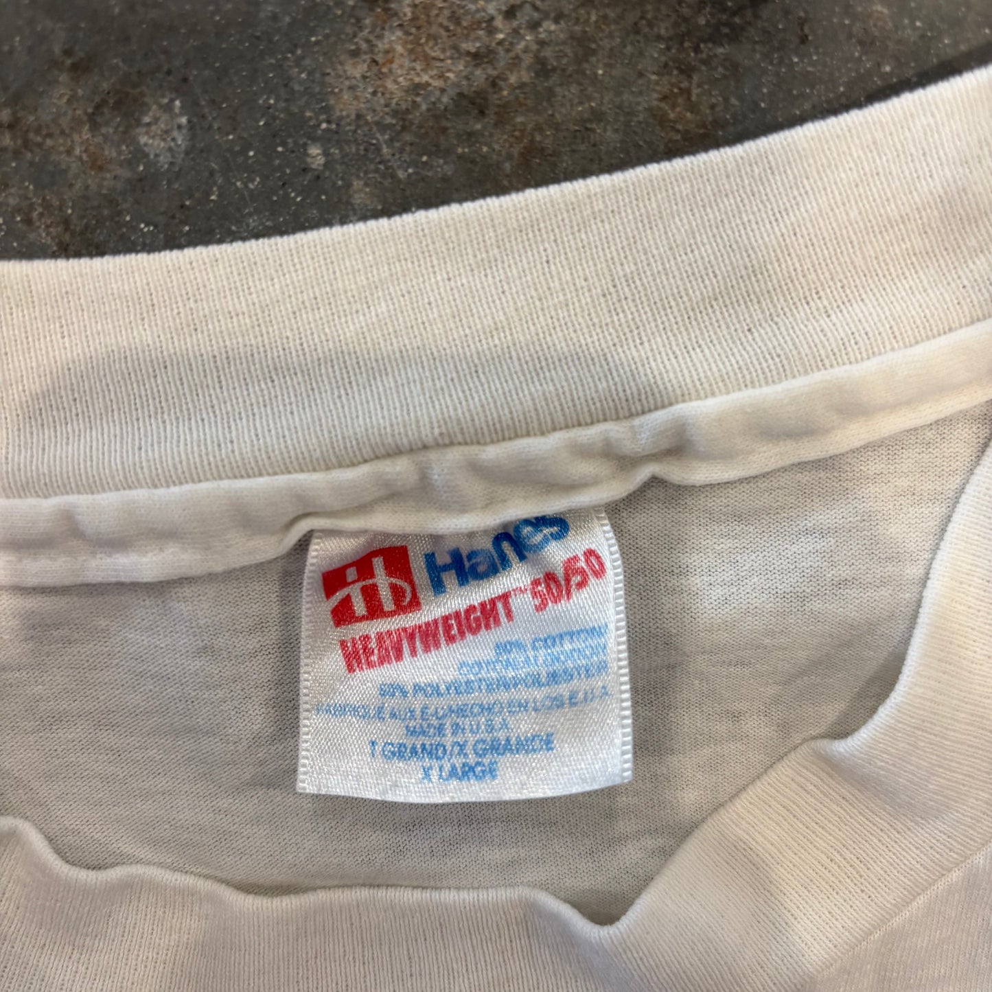 90's Hanes ヘインズ フィリップ・バスル アメコミ風 ポップアートT シャツ 白 (XL) /C0862T-SO