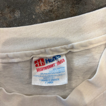 90's Hanes ヘインズ フィリップ・バスル アメコミ風 ポップアートT シャツ 白 (XL) /C0862T-SO