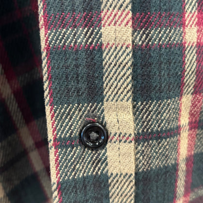 80's Workn Sport フランネルチェックシャツ 赤緑ベージュ系 (L)/A8824S-SO