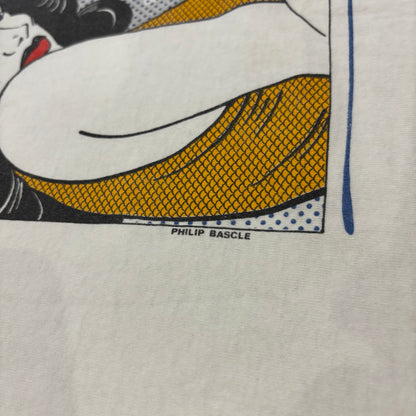 90's Hanes ヘインズ フィリップ・バスル アメコミ風 ポップアートT シャツ 白 (XL) /C0862T-SO