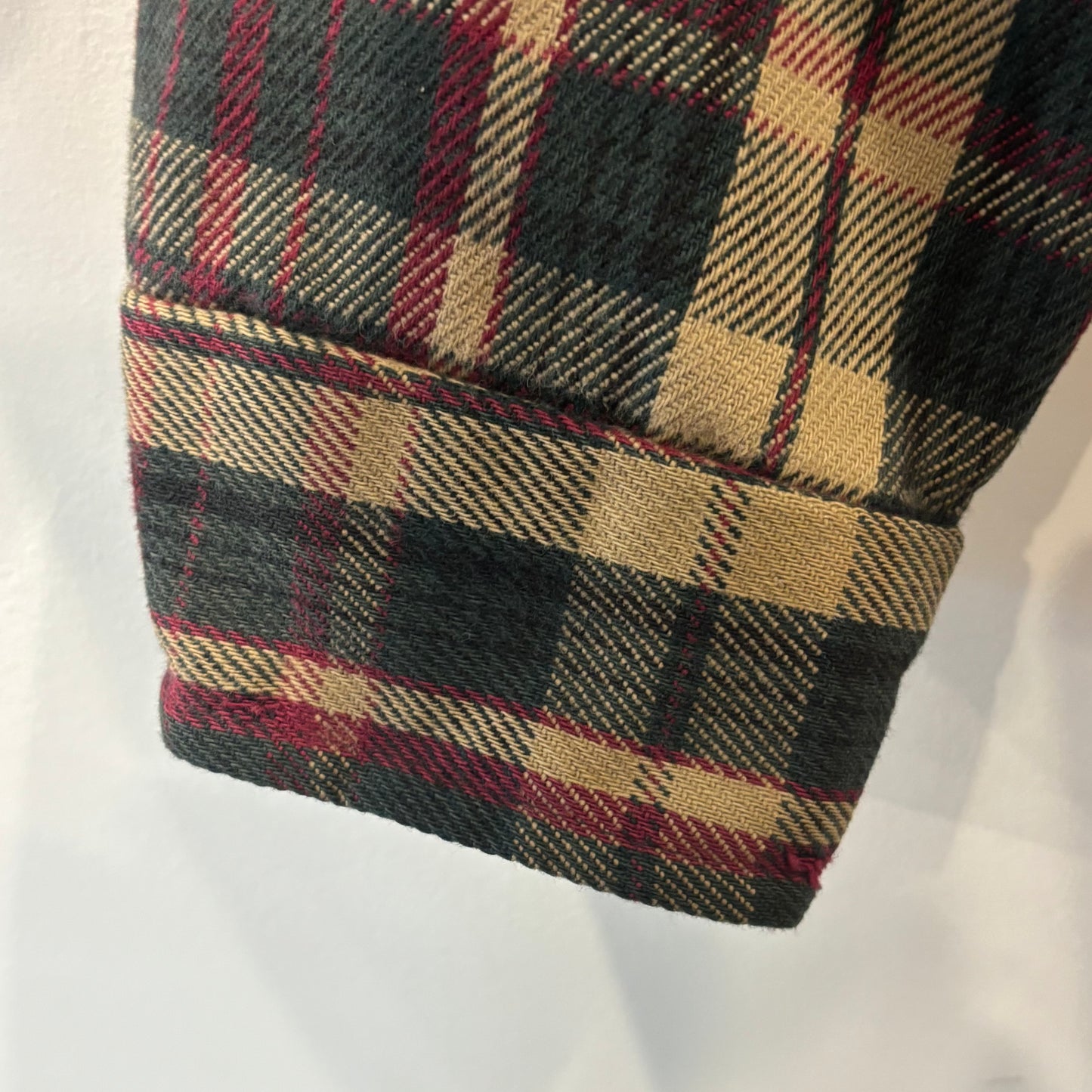 80's Workn Sport フランネルチェックシャツ 赤緑ベージュ系 (L)/A8824S-SO