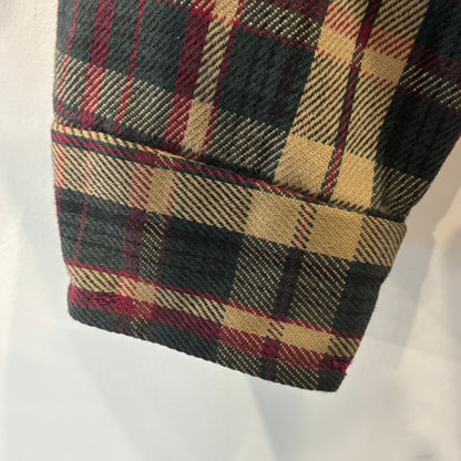 80's Workn Sport フランネルチェックシャツ 赤緑ベージュ系 (L)/A8824S-SO