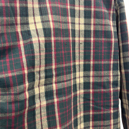 80's Workn Sport フランネルチェックシャツ 赤緑ベージュ系 (L)/A8824S-SO