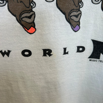 90's Champion デニス・ロッドマン World tour MTV デザインTシャツ 白 (XXL)/B3574T-SO