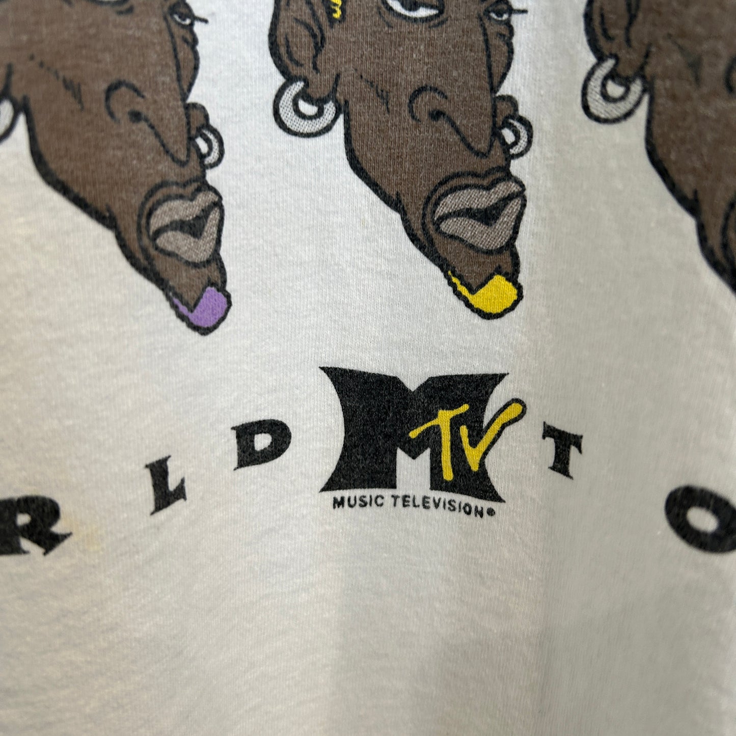 90's Champion デニス・ロッドマン World tour MTV デザインTシャツ 白 (XXL)/B3574T-SO