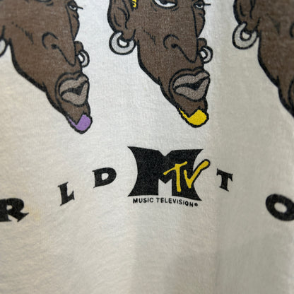 90's Champion デニス・ロッドマン World tour MTV デザインTシャツ 白 (XXL)/B3574T-SO