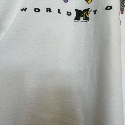 90's Champion デニス・ロッドマン World tour MTV デザインTシャツ 白 (XXL)/B3574T-SO