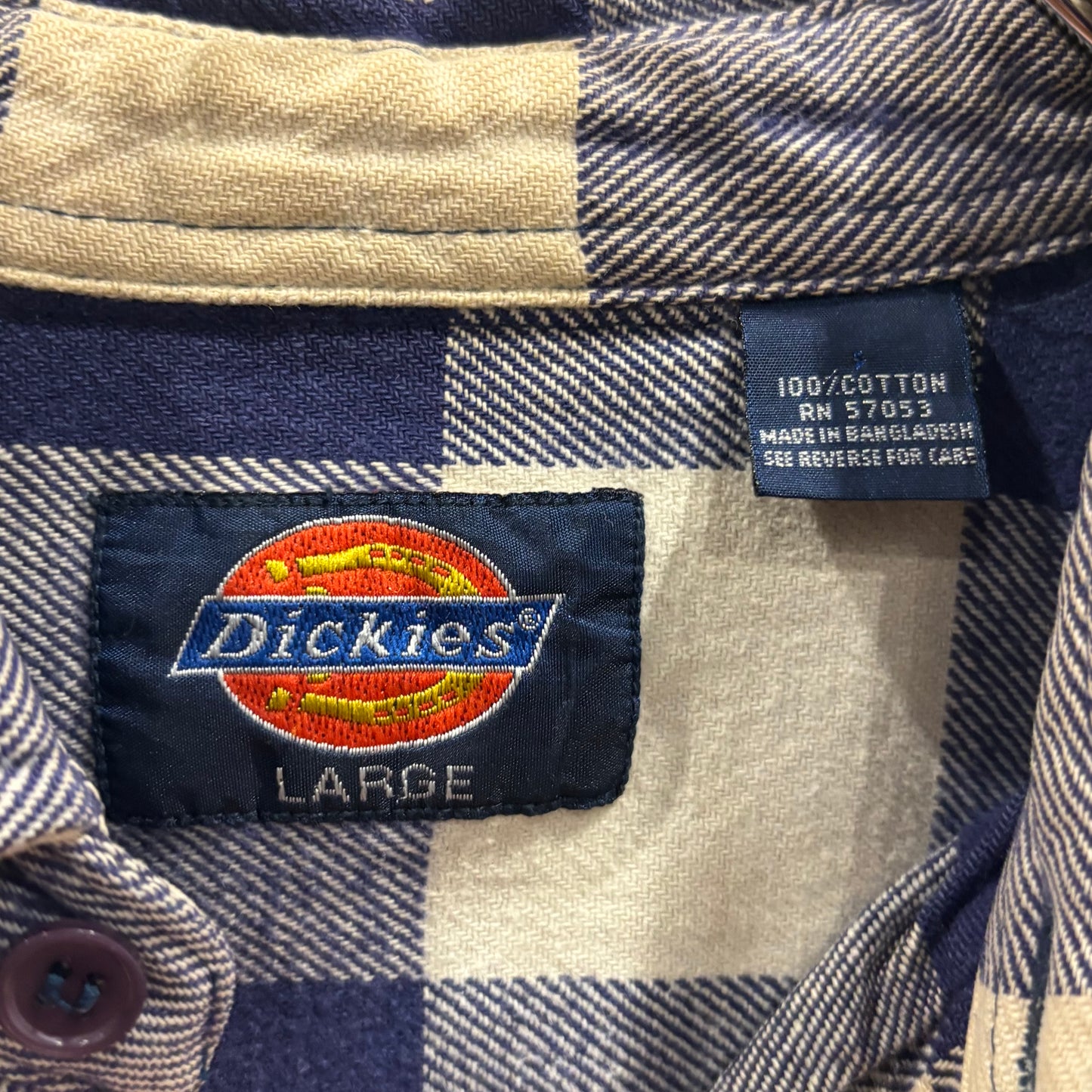00's Dickies ブロックチェックシャツ 青白 (L)/A8813S-SO