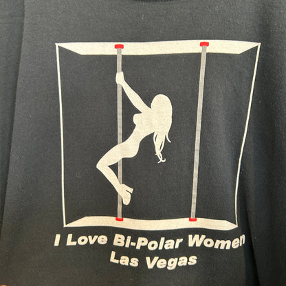 00's GILDAN Las Vegas "I LIVE Bi Poler Women" ジョークTシャツ 黒 (XL)/C1073T-SO