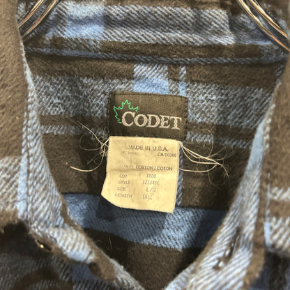 90's Codet フランネルチェックシャツ 青黒 (L)/A8947S-SO