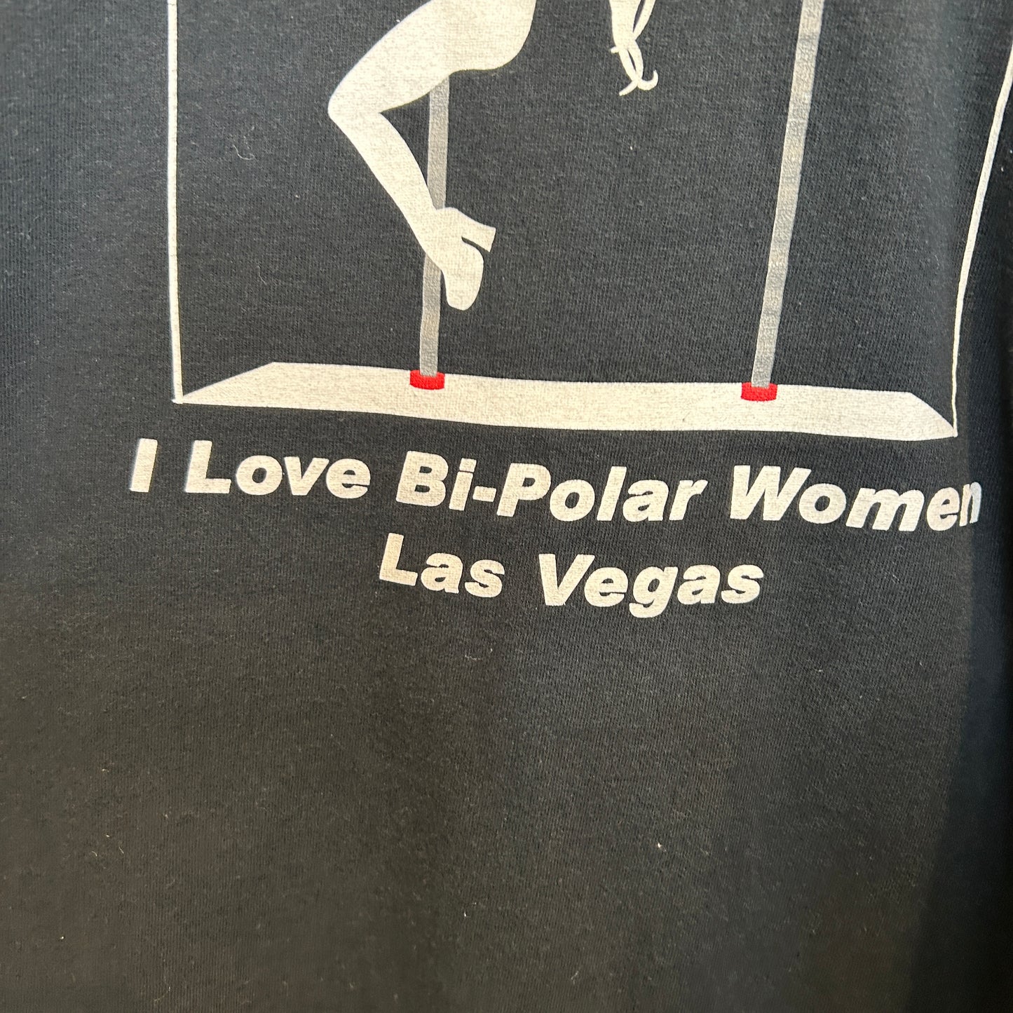 00's GILDAN Las Vegas "I LIVE Bi Poler Women" ジョークTシャツ 黒 (XL)/C1073T-SO