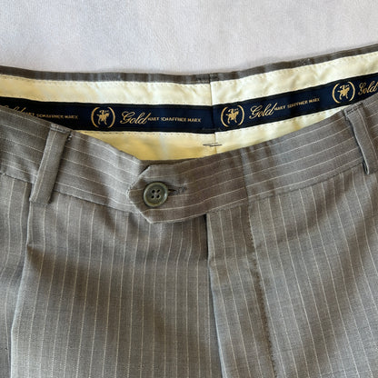 Hart Schaffner Marx ハート・シャフナー・マルクス ２タック ストライプスラックス グレー/B2424P-SO