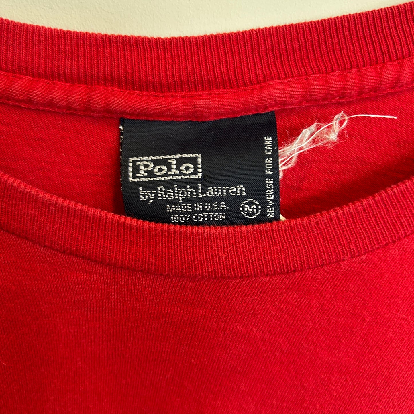 1992 Polo by Ralph Lauren スタジアムコレクション グラフィックTシャツ 赤 (M)/A4032T-SO