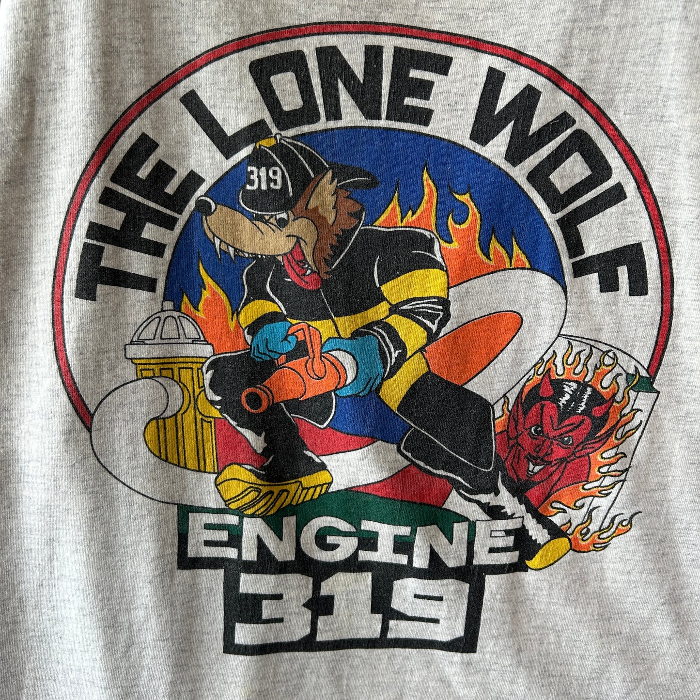 90's Changes FDNY(ニューヨーク市消防局) 第319消防隊 オオカミ Tシャツ (XL)/B2795T-SO