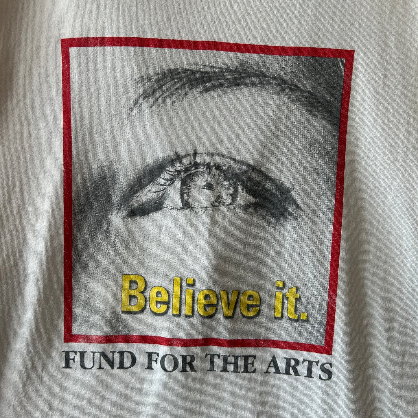 90's~00's Believe it. FUND FOR THE ARTS アートTシャツ 白(XL)/C1265T-SO