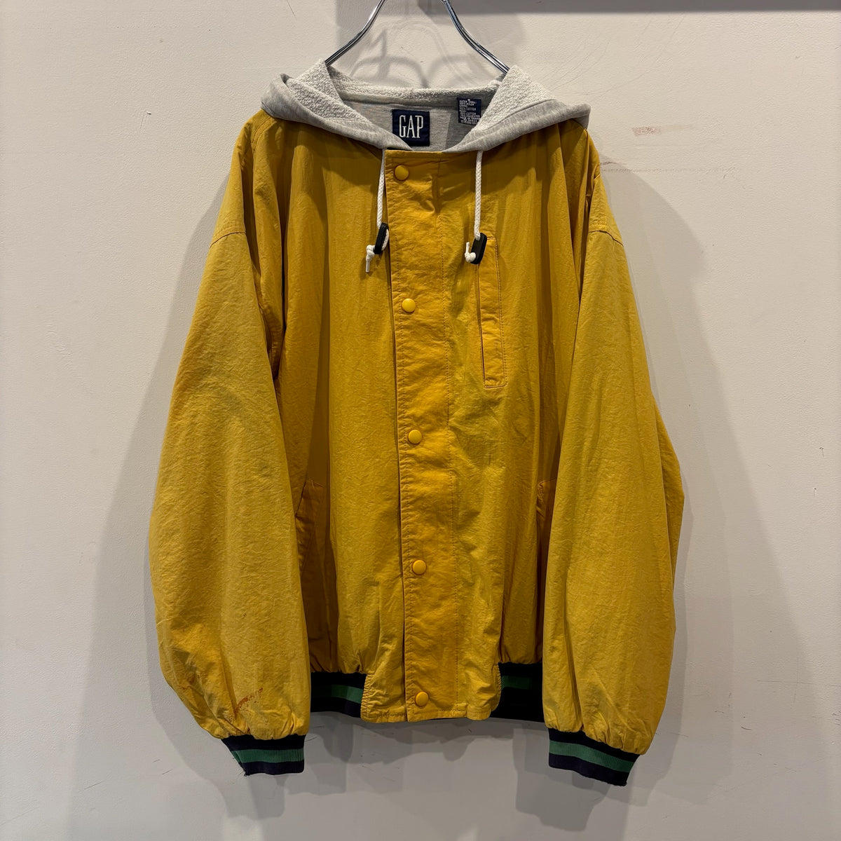 "お客様お問い合わせ商品"90's GAP Nylon × Sweat Varsity Jacket マスタードイエロー (S)/A9881H-SO