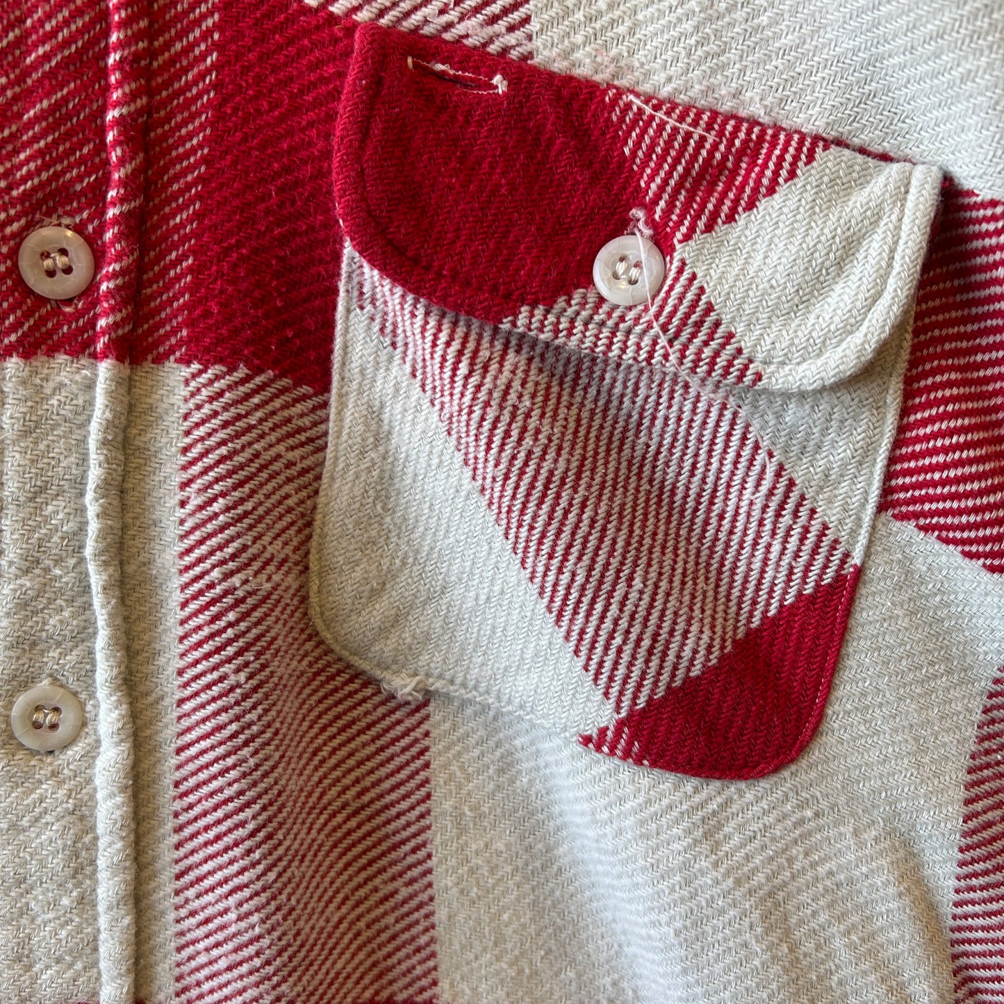 60's PILGRIM ピルグリム マチ付き ネルシャツ チェック sears 赤白(M)/A9264SH-SO