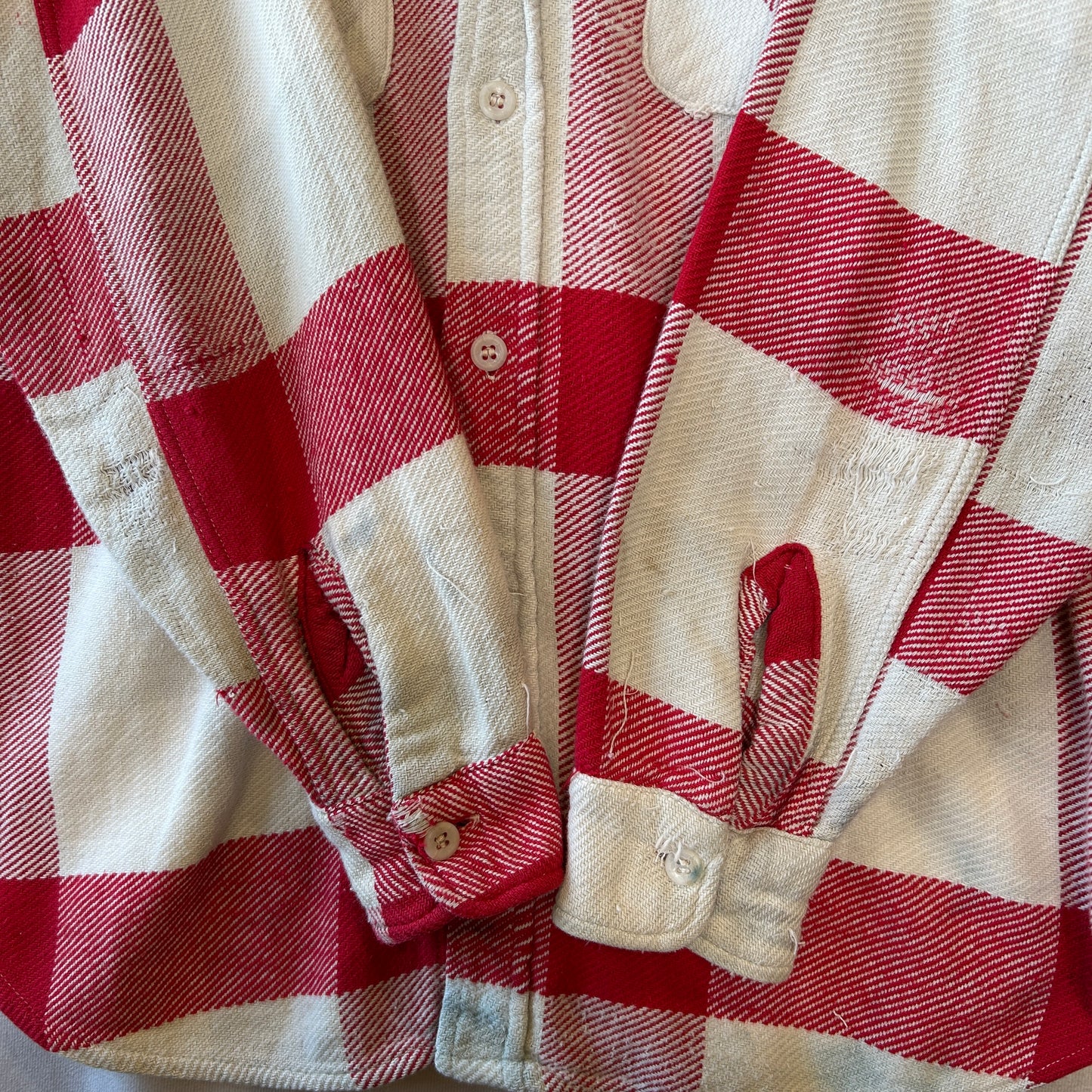 60's PILGRIM ピルグリム マチ付き ネルシャツ チェック sears 赤白(M)/A9264SH-SO