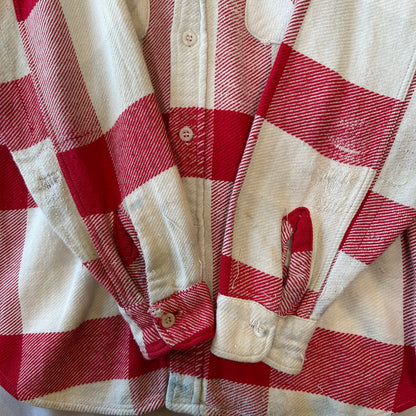60's PILGRIM ピルグリム マチ付き ネルシャツ チェック sears 赤白(M)/A9264SH-SO