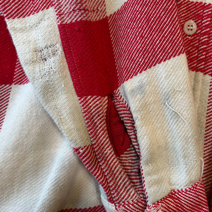 60's PILGRIM ピルグリム マチ付き ネルシャツ チェック sears 赤白(M)/A9264SH-SO