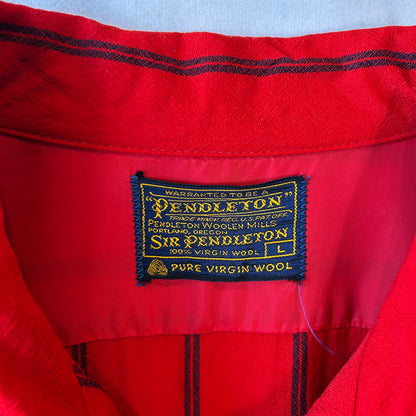 60's Sir Pendleton ペンドルトン ウールストライプシャツ レッド/ネイビー(L)/C0374SH-SO