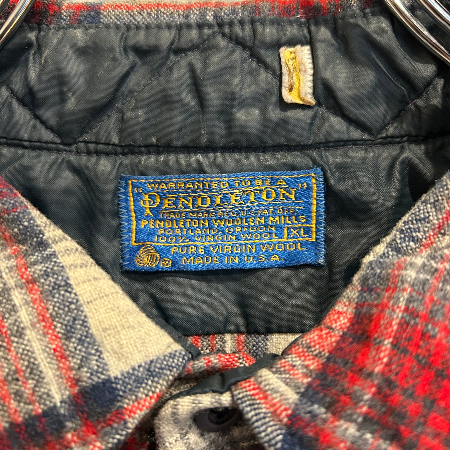 70's Pendleton ペンドルトン ウールチェックウェスタンシャツ 赤白紺(XL)/A8658SH-SO