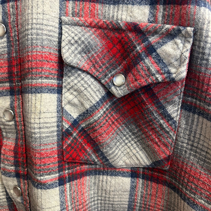 70's Pendleton ペンドルトン ウールチェックウェスタンシャツ 赤白紺(XL)/A8658SH-SO