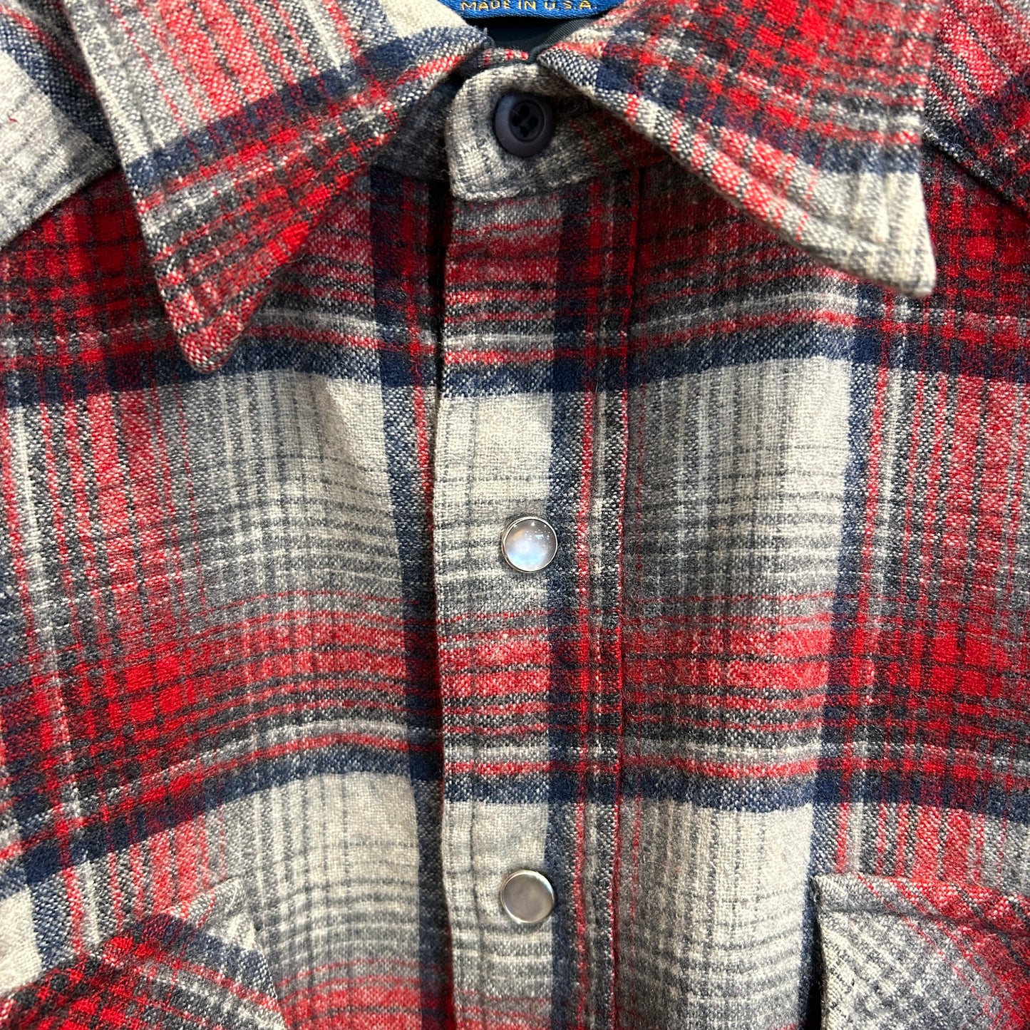 70's Pendleton ペンドルトン ウールチェックウェスタンシャツ 赤白紺(XL)/A8658SH-SO