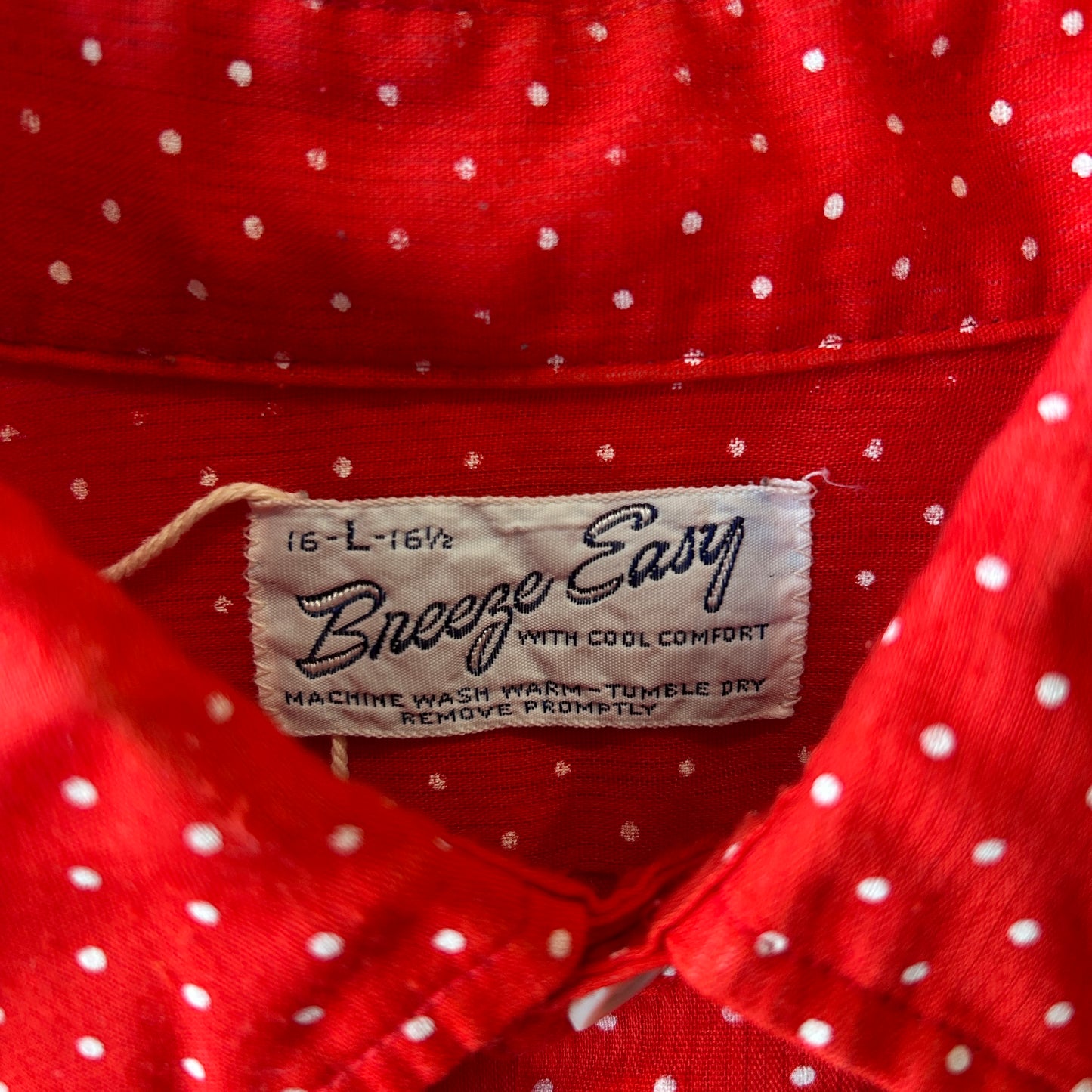 70's~ Breeze Easy ドットプリント 半袖パジャマシャツ 赤(L)/C1285SH-SO