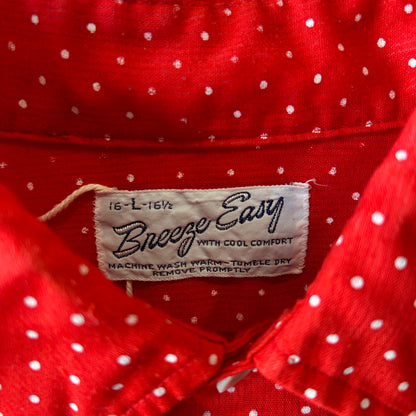 70's~ Breeze Easy ドットプリント 半袖パジャマシャツ 赤(L)/C1285SH-SO