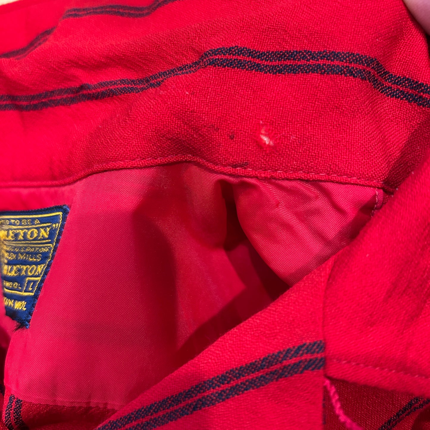 60's Sir Pendleton ペンドルトン ウールストライプシャツ レッド/ネイビー(L)/C0374SH-SO