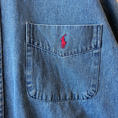 90's Ralph Lauren ラルフローレン "BIG SHIRT" デニムシャツ ボタンダウン (M)/A9648SH-SO