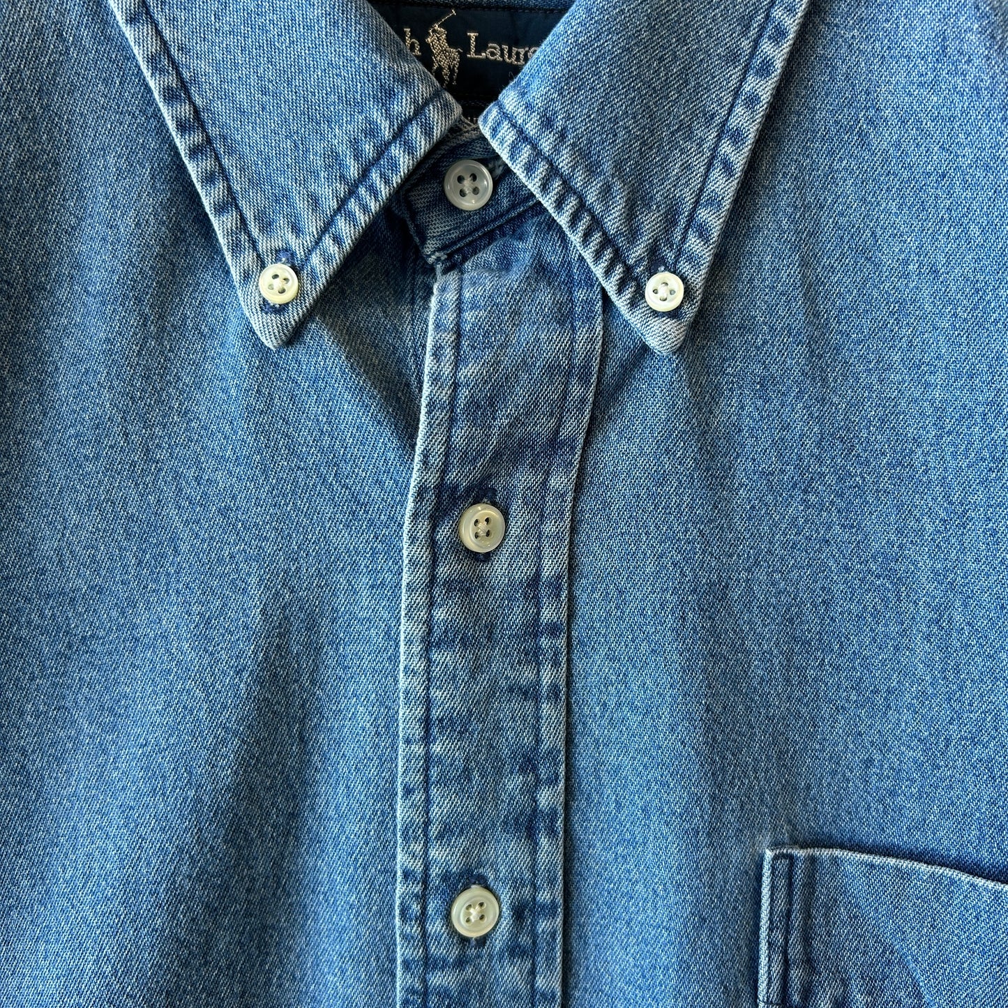 90's Ralph Lauren ラルフローレン "BIG SHIRT" デニムシャツ ボタンダウン (M)/A9648SH-SO