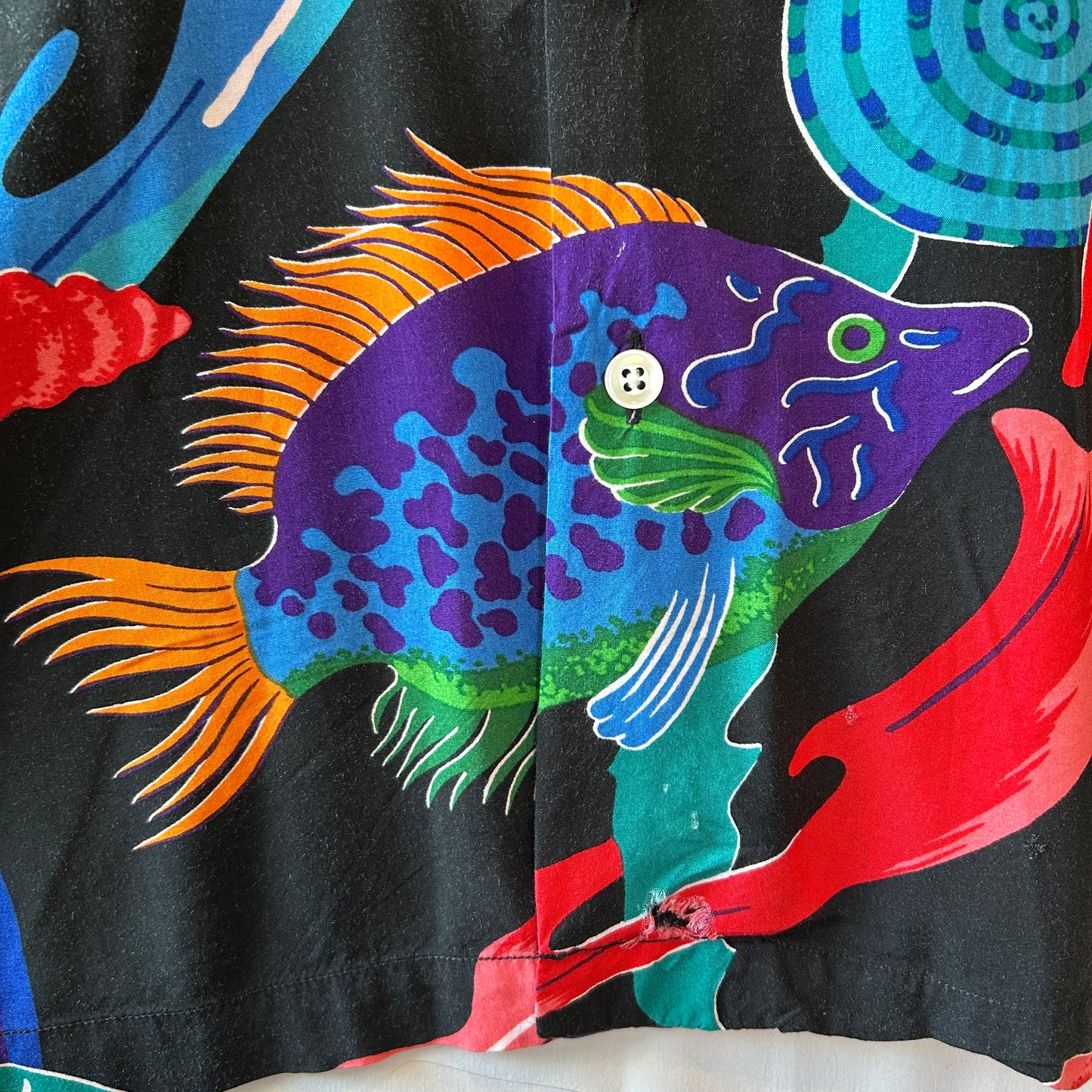90's Polo by Ralph Lauren ラルフローレン "CALDWELL" Tropical Fish 半袖 オープンカラーシャツ(M)/C1286SH-S
