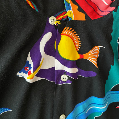 90's Polo by Ralph Lauren ラルフローレン "CALDWELL" Tropical Fish 半袖 オープンカラーシャツ(M)/C1286SH-S