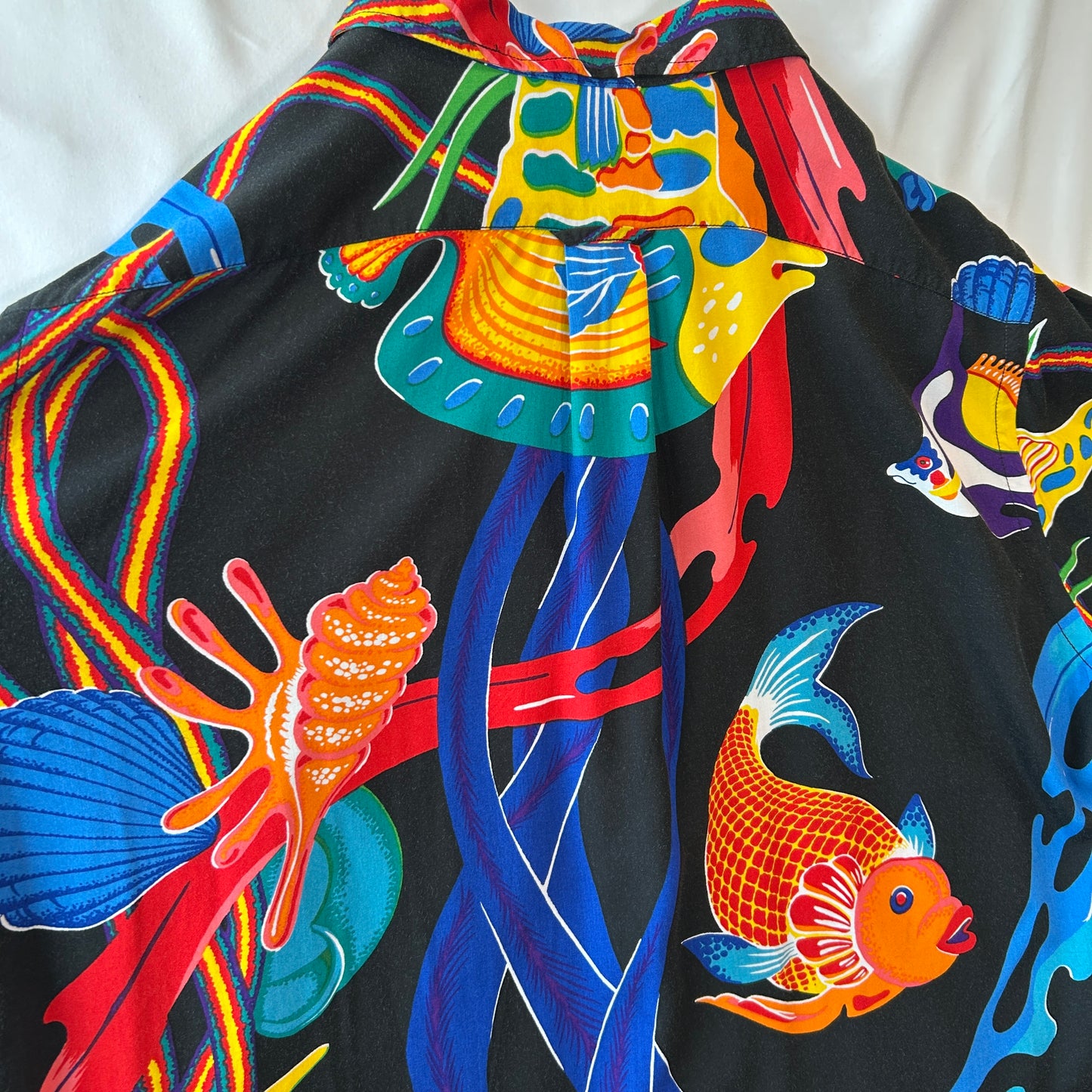 90's Polo by Ralph Lauren ラルフローレン "CALDWELL" Tropical Fish 半袖 オープンカラーシャツ(M)/C1286SH-S