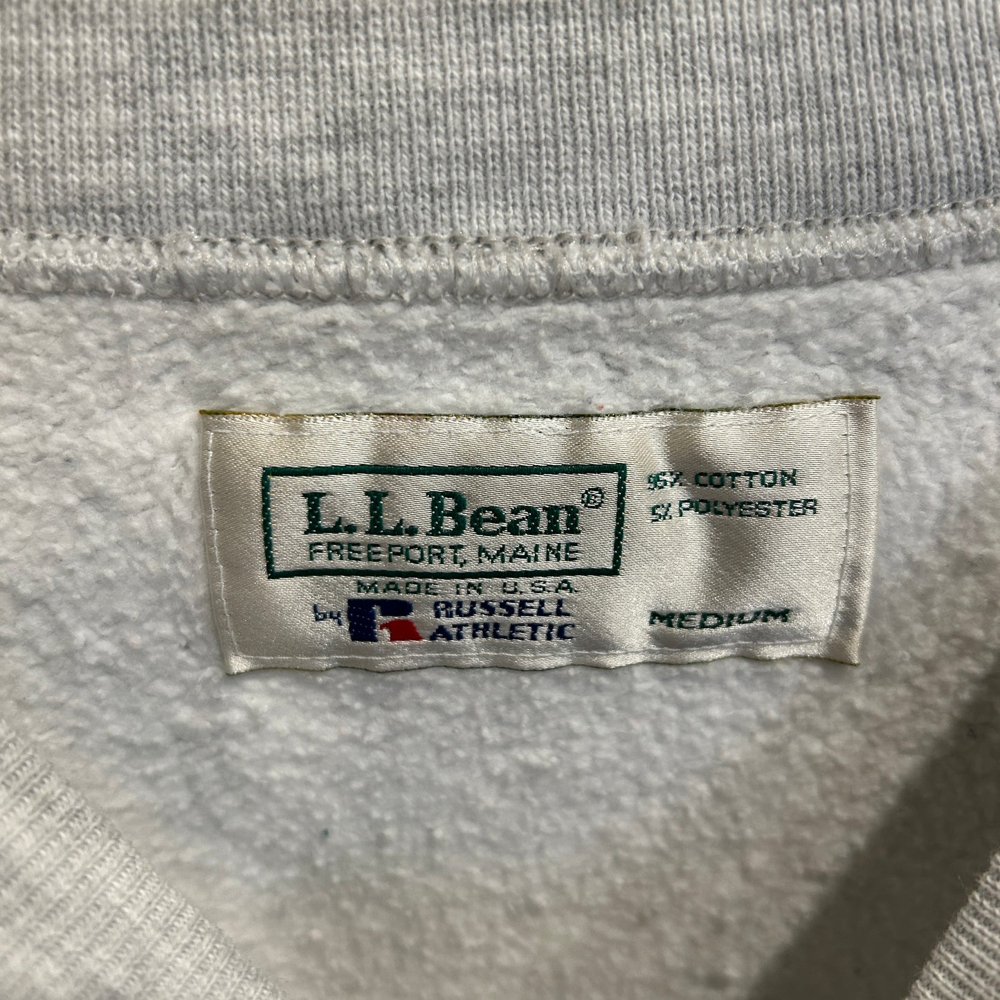 90's L.L.Bean×Russell ラッセル スウェット 無地 ライトグレー(M)/A9045S-SO