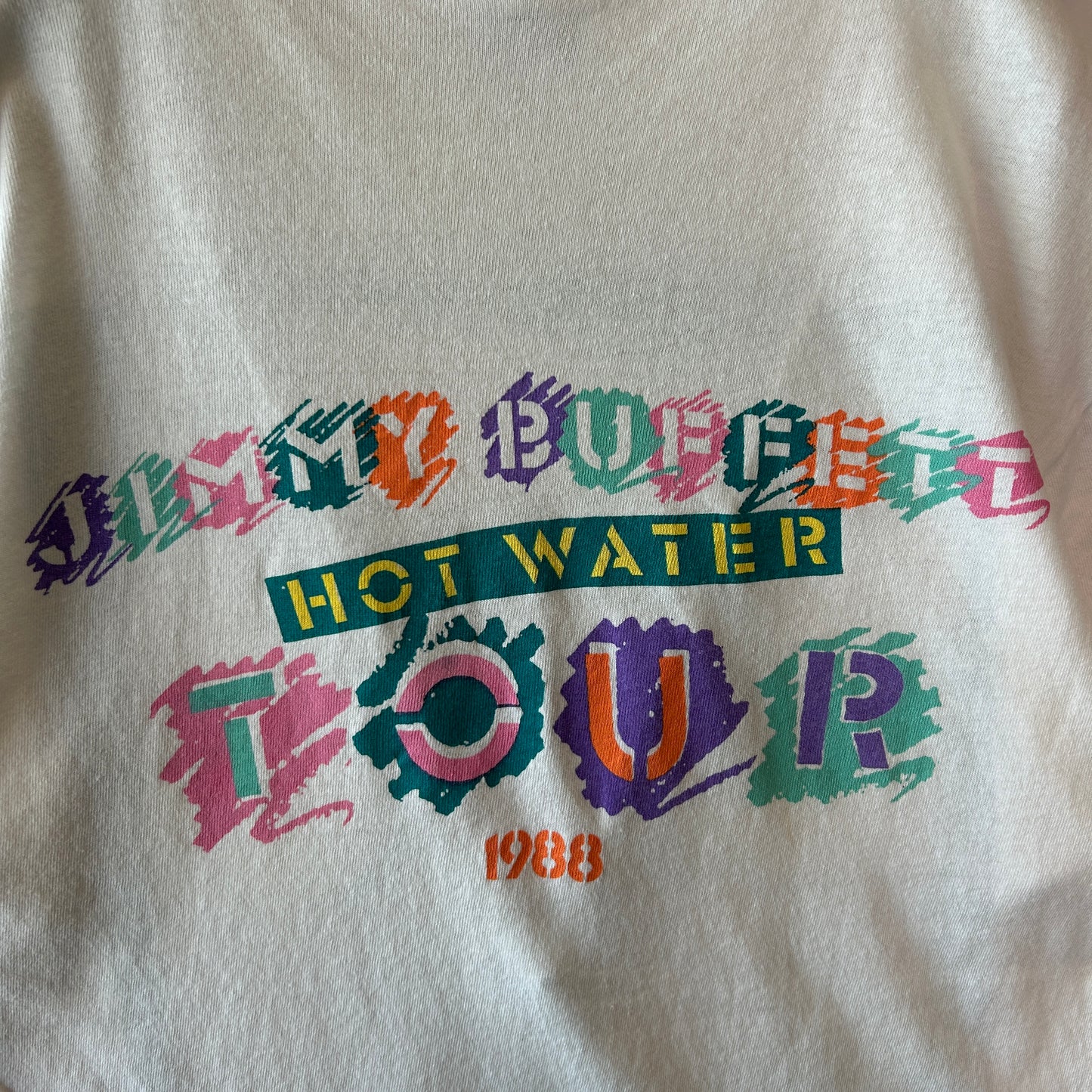 80's Jimmy Buffett ジミー・バフェット "HOT WATER" 1998 ツアーTシャツ 白 ヘインズ(L)/C1298T-SO