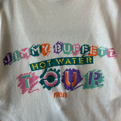 80's Jimmy Buffett ジミー・バフェット "HOT WATER" 1998 ツアーTシャツ 白 ヘインズ(L)/C1298T-SO