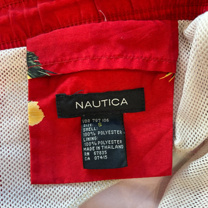 00's NAUTICA ノーティカ ルアー柄 ナイロンスイムショーツ 赤(S)/B2243P-SO